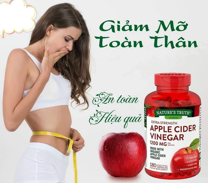 Viên giấm táo hữu cơ Apple Cider Vinegar 180v- (2v/ ngày) - Mỹ